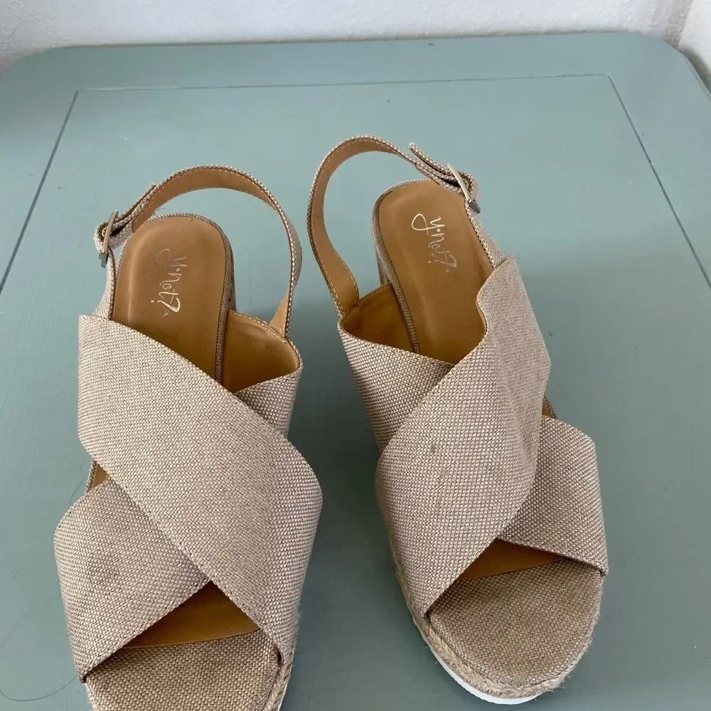 NEUTRAL TAN/BEIGE ESPADRILLE cork platform wedge